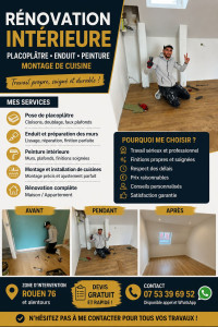 Photo de galerie - Placo peinture enduit parquet montage de cuisine