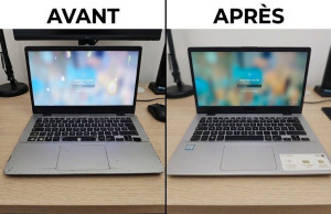 Photo de galerie - Remplacement d'un clavier et d'une dalle d'écran sur un pc portable