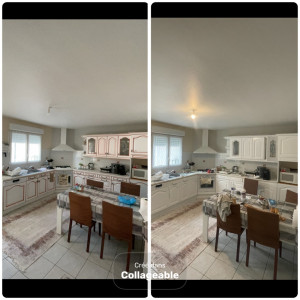 Photo de galerie - Avant/Après rénovation meubles de cuisine.