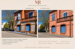 Photo de galerie - Application de peinture sur façade à  l'airless 