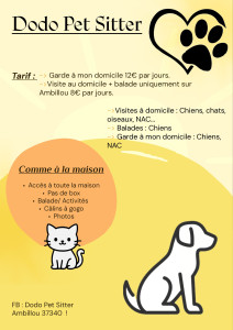 Photo de galerie - Mon flyer et ma page Facebook : Dodo Pet sitter .