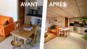 Photo de galerie - Réalisation d'une séparation en tasseau + table pour un gîte à Huttenheim