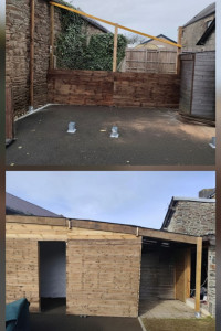 Photo de galerie - Construction Abri Extérieur 
Avant / Après.