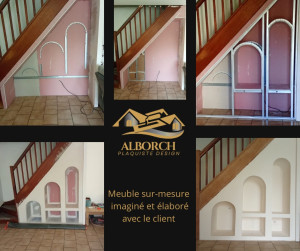 Photo de galerie - Meubles décoration dessous escaliers 