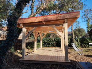 Photo de galerie - Abris et terrasse en bois.