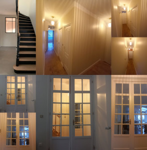 Photo de galerie - Rénovation escalier, porte, parquet. 