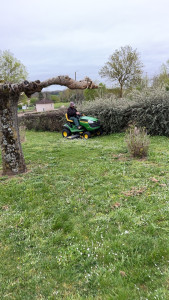 Photo de galerie - Tonte d’une pelouse avec tracteur tondeuse. plus débroussaillage de talus