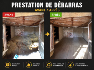 Photo de galerie - Débarras de 50m2 de laine de verre + roche sur 2 épaisseurs. combles avec accessibilité par échelle externe.