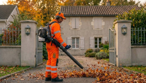 Photo de galerie - Soufflage thermique des feuilles mortes après chantier. 