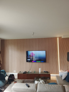Photo de galerie - Fixation télé plus tasaux sur un mur 5metr après 
