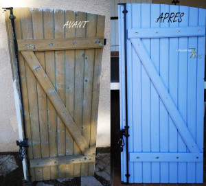 Photo de galerie - Ponçage à blanc de la partie bois et ponçage à blanc de la partie ferraille ensuite mise en peinture en deux couches
