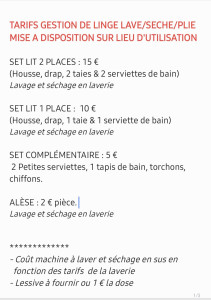 Photo de galerie - Tarifs linge de maison en laverie. 