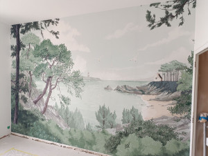 Photo de galerie - Préparation de murs et puis pose de papier peint 