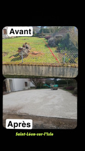 Photo de galerie - Création parking?
terassement 
demolition muret existant 
évacuation terre et gravats 
pose bidime 
pose calcaire 0,30
tassage  client satisfait ?✅️
