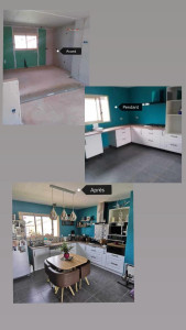 Photo de galerie - Peinture murs, montage cuisine et électroménager,  evier, robinetterie luminaires. 