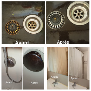 Photo de galerie - Nettoyage de résidu calcaire et miroir 