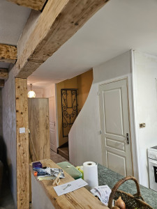 Photo de galerie - Réalisation d'une monter d'escalier apparant , plus plafond et enduit et peinture 