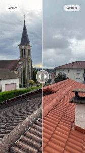 Photo de galerie - Nettoyage toiture sur la commune de bourg en bresse avant après. Client satisfait !  