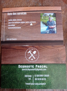 Photo de galerie - Voici ma carte de visite, jeune entrepreneur. 
N'hésitez pas à me contacter.
Je vous demande 12€ de l'heure 
0619836319