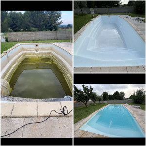 Photo de galerie - Lavage de piscine,avant et après la mise à l’eau 
