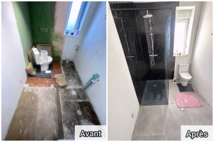 Photo de galerie - Pose de carrelage, installation des toilettes et installation complète de la douche.