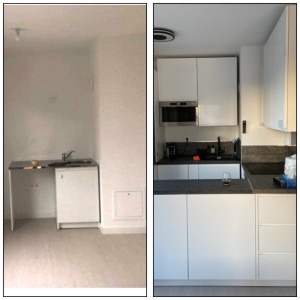 Photo de galerie - Cuisine amenagée Avant/Après
