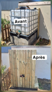 Photo de galerie - Habillage sur mesure d'une cuve a eau 1000litres 
