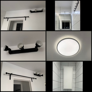Photo de galerie - Installation luminaires, tringle rideaux, porte manteau,placard salle de bain x2 