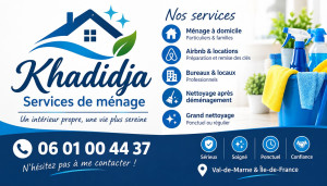 Photo de galerie - Bonjour, je suis une personne sérieuse, ponctuelle et soigneuse. Je propose mes services de ménage à domicile pour vous aider à garder votre logement propre et agréable.
J’accorde beaucoup d’importance au travail bien fait, à la propreté et au respect des