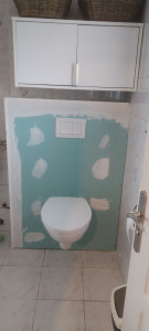 Photo de galerie - Remplacement toilette normal par battu support suspendu 