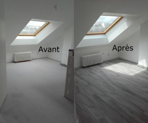 Photo de galerie - Pose de parquet  grenier 