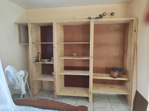 Photo de galerie - Création armoire double en pin