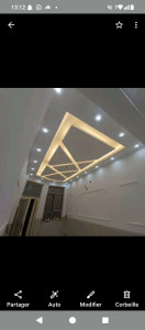 Photo de galerie - Pose de placo, avec decorations incluant des spot luminaire
