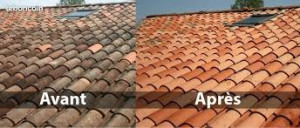 Photo de galerie - Photo nettoyage de toiture avant après