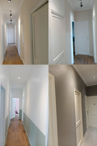 Photo de galerie - Rénovation d'un couloir ratissage, ponçage 
finition peinture murs,plafonds et porte.