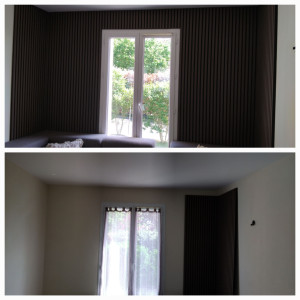 Photo de galerie - Pose de panneaux décoratifs chêne foncé 