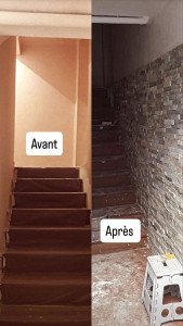 Photo de galerie - Rénovation d'une Cage d'escalier en pierre de parement à sainte maxime 