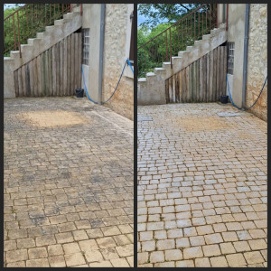Photo de galerie - Nettoyages en profondeur de pavé auto bloquant. 