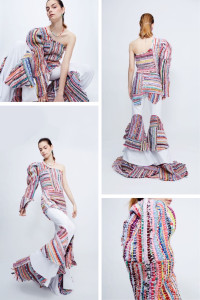 Photo de galerie - Pour cette tenue, j'ai réalisé un tissage entièrement à la main à partir d'anciens vêtements. ♻️? Un projet qui met en avant mon goût pour le travail manuel, la création sur mesure et la valorisation des textiles existants.