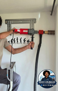 Photo de galerie - Carottage en milieu occupé. Machine performante équipée d’une aspiration synchronisée.