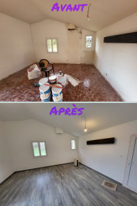 Photo de galerie - Rénovation Sol et Murs 
Enduit
Peinture 
Pose Parquet Stratifié 