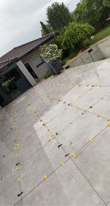 Photo de galerie - Réalisation de une terrasse en carrelage 2cm (90x90) 