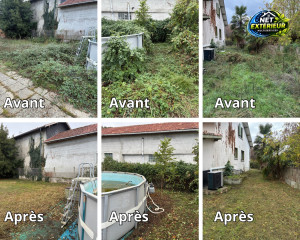Photo de galerie -  Gros nettoyage de terrain de 1 500 m² !   Débroussaillage, coupe des herbes hautes et ronces, avec remise au propre de l’ensemble du terrain.
