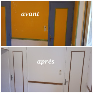 Photo de galerie - Peinture murs et boiseries dans une cuisine 