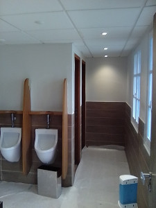 Photo de galerie - La pause des toilettes du carrelage et peinture