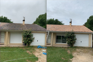 Photo de galerie - Petit avant après nettoyage de toiture 