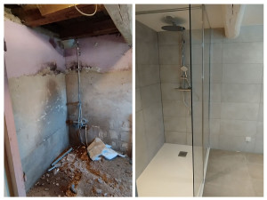 Photo de galerie - Plomberie, ragreage, étanchéité, partie de douche, carrelage.....