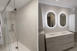 Photo de galerie - Résultat final / projet 77 rénovation salle de bain / placo,/enduit / carrelage 