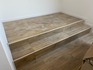 Photo de galerie - Habillage escalier en parquet 