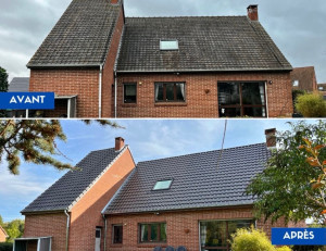 Photo de galerie - Nettoyage intégral de la toiture par pulvérisation, anti mousse d’Alep, 2100